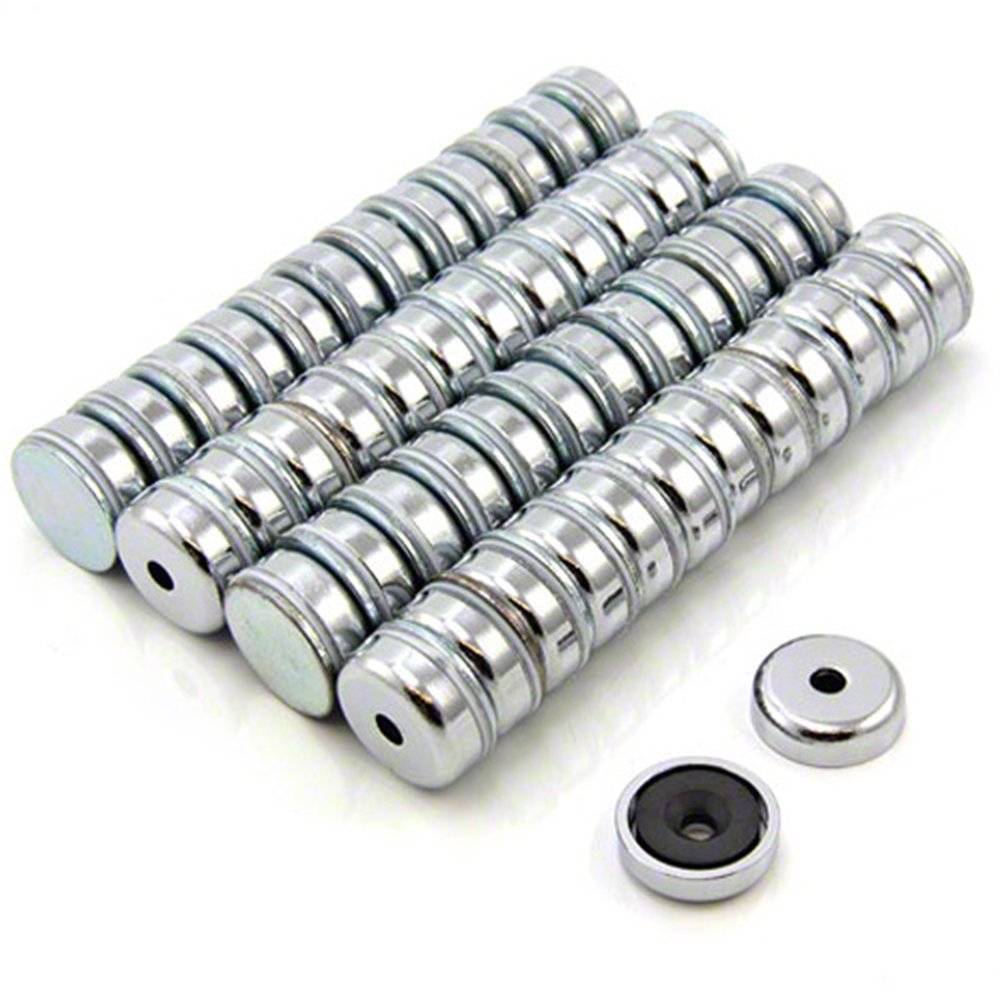 Ferrite Y30BH Pot Magnet for Arts, Crafts, Model Making, DIY, Hobbies, Office, and Home - 25mm dia x 7mm thick x 5mm c/sink - 2.9kg Pull - Pack of 50