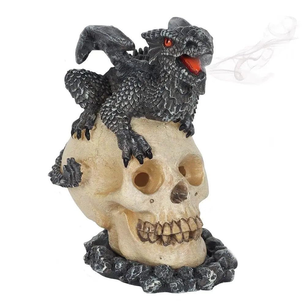 Incense Cone Burner | Black Dragon & Skull By Ann Stokes| H11cm X W7cm X D10cm | pack of 1