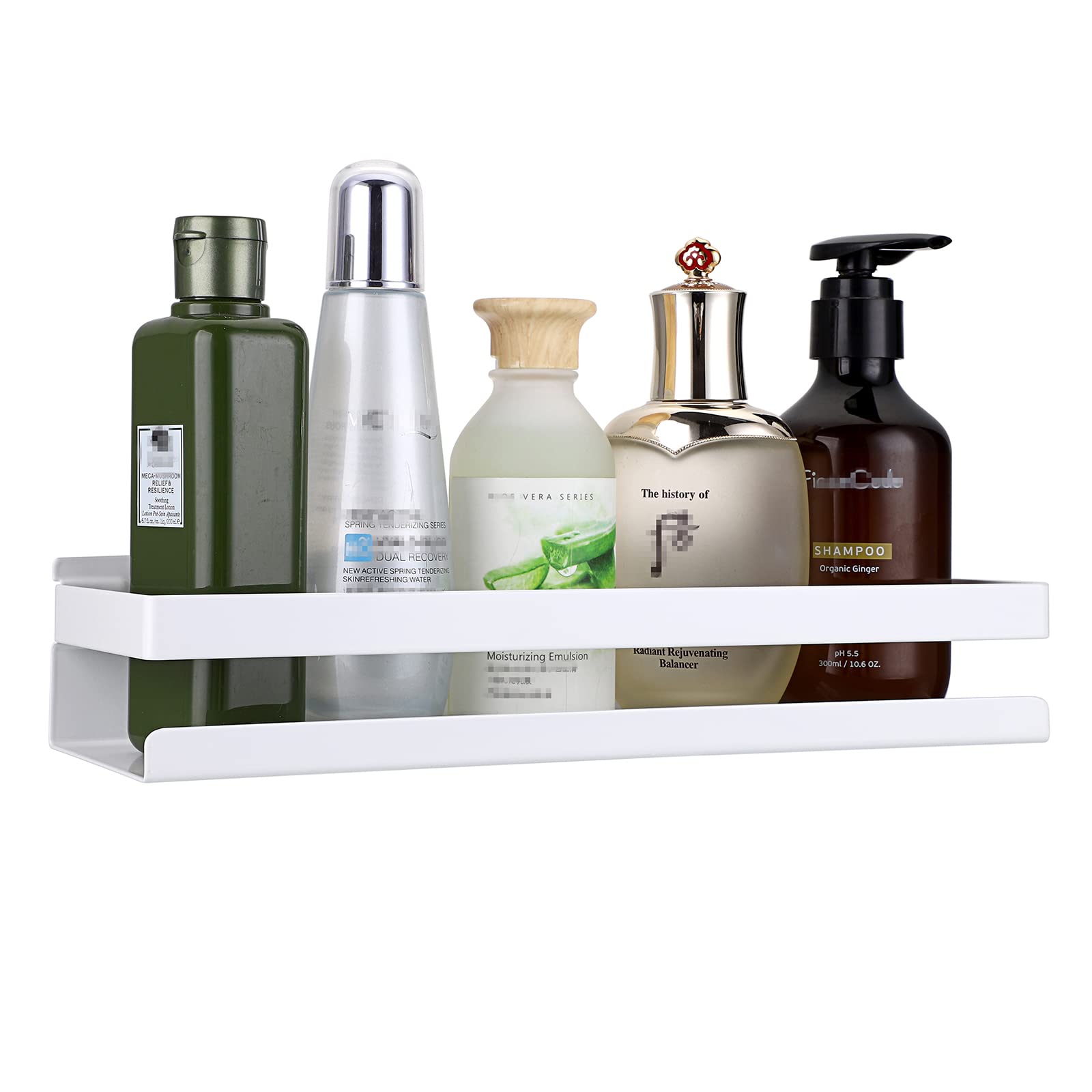 IGNPION Bathroom Corner Storage Shelf - Stainless Steel Wall Mounted Shower Organiser Caddy for Kitchen, Hotel (30cm, White)