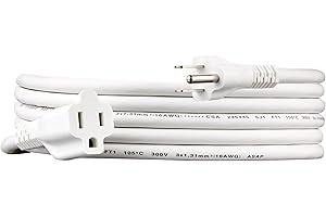 Amazon Basics Extension Cord, 10 Ft, 3 Prong Outlet Extender, Indoor Extension Cord, 13 Amps, 125V, White