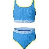 blibean Tween Girls Swimsuits Two Piece Colorblock Bikini Sets with Chest Pad Size 6-15 Years