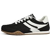 LUCKY STEP Women's Fashion Sneakers Thin Sole Casual Shoes Faux Suede Nylon Lightweight Athletic Classic Footwear Walking Tennis Gym Workout