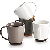 Sweese Porcelain Coffee Mugs Set of 4-16 Ounce -Microwavable, Coffee Cups for Latte, Hot Tea, Cappuccino, Mocha, Cocoa with Big Handle, Urban Neutrals