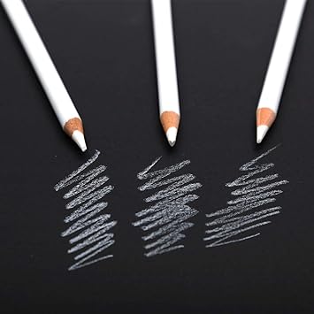 3 Pcs White Charcoal Pencils Art Drawing Pencils Set Medium Sketching Pencils For Dark Or Tinted Paper