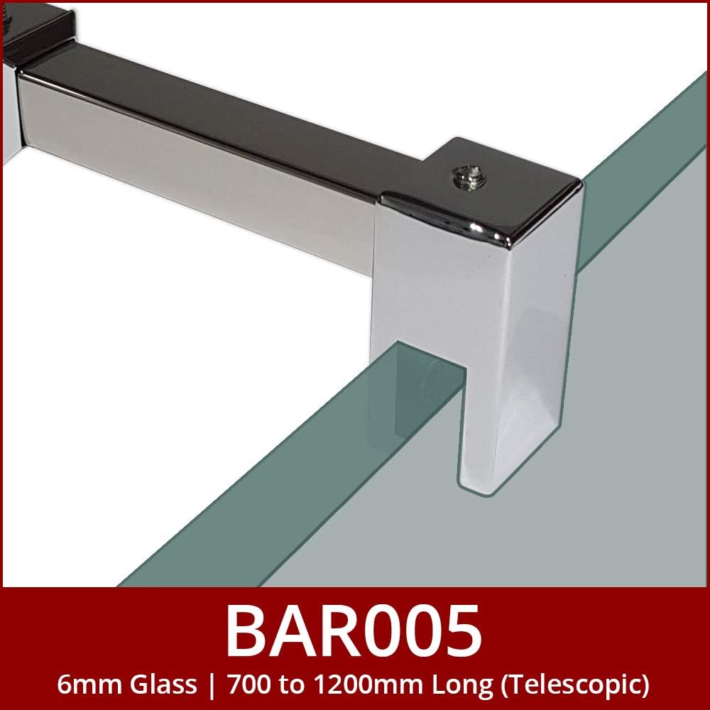 Shower Glass Support Bar for Wetrooms or Shower Enclosures Fits 6mm