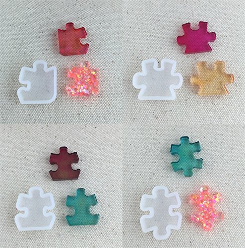 image for Honbay 4pcs Mini Puzzle Silicone Jewelry Earring Necklace Pendant Maki