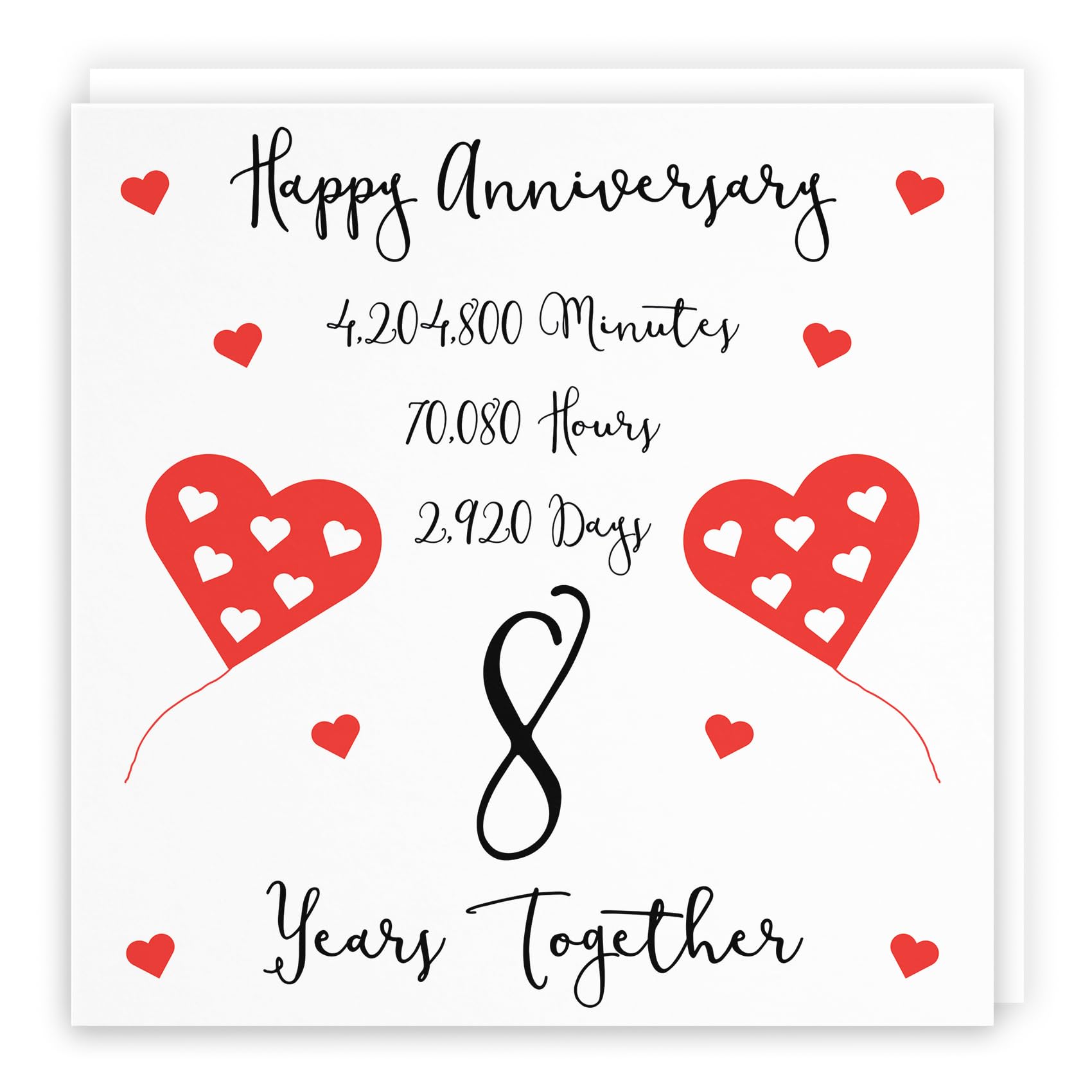 Hunts England - Large 8th Wedding Anniversary Card - 8 Years Together - Happy Anniversary - Timeless Collection - Large - 210 x 210 mm - For Him, Her, Couples — image 1