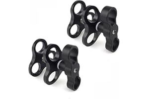 LIANQIAN Aluminum Alloy Clamp, Ball Joint Bracket Arm, Two Section Holder, Diving Essential Accessory Light Combination Fixed Clamp (CP-4 2PCS)