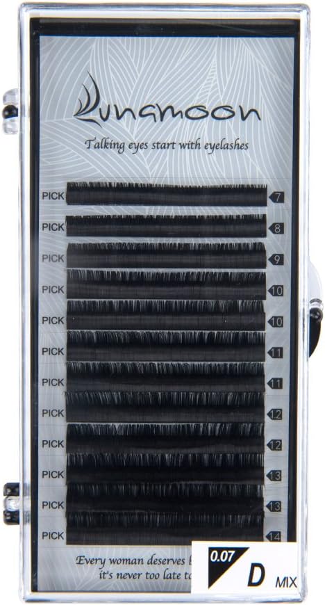Lunamoon False Eyelashes Extension Fake Eye Lash Individual Natural Look Volume Lashes Salon Use for Makeup High Quality C/D-Curl 0.05mm 0.07mm 0.25mm 7-14mm Mix Length (0.07 D 7-14mm) - Image 4