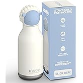 asobu Bestie Bottle Insulated Stainless Steel Water Bottle with Detachable Soft Animal Head Fun Drinking For Kids and Teens with Flexible Reusable Straw 16 Ounce (Sheep)