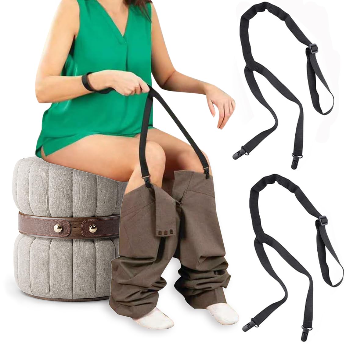 Photo 1 of 2PCS Assistive Devices for Disabled, Clip and Pull Dressing Aids Pants Wearing Assist Tool Device, Dressing Aid for Pants, Wearing Assist Tool for for Disabled Pregnant Injuries Pants Helper