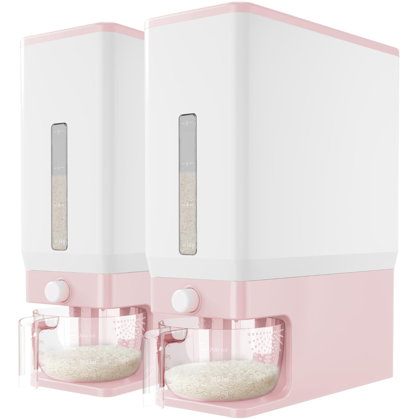 Lifewit 2 Pack Rice Dispenser 25 Lbs(11.3kg), Rice Storage Container Sealed Moisture Proof with Measuring Cup for Kitchen Pantry Household, BPA-Free, Pink Image Lifewit 2 Pack Rice Dispenser 25 Lbs(11.3kg), Rice Storage Container Sealed Moisture Proof with Measuring Cup for Kitchen Pantry Household, BPA-Free, Pink Image