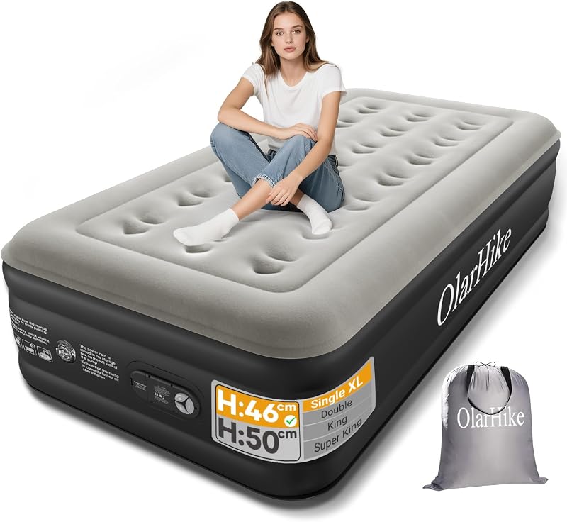OlarHike Single Airbed with Built-in Pump 90x200x46 cm Black