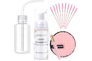 MERETON Lash Shampoo Kit for Lash Extensions, Eyelash Extension Cleanser Lash Cleaner Lash Cleaning Kit for Cluster Lashes La
