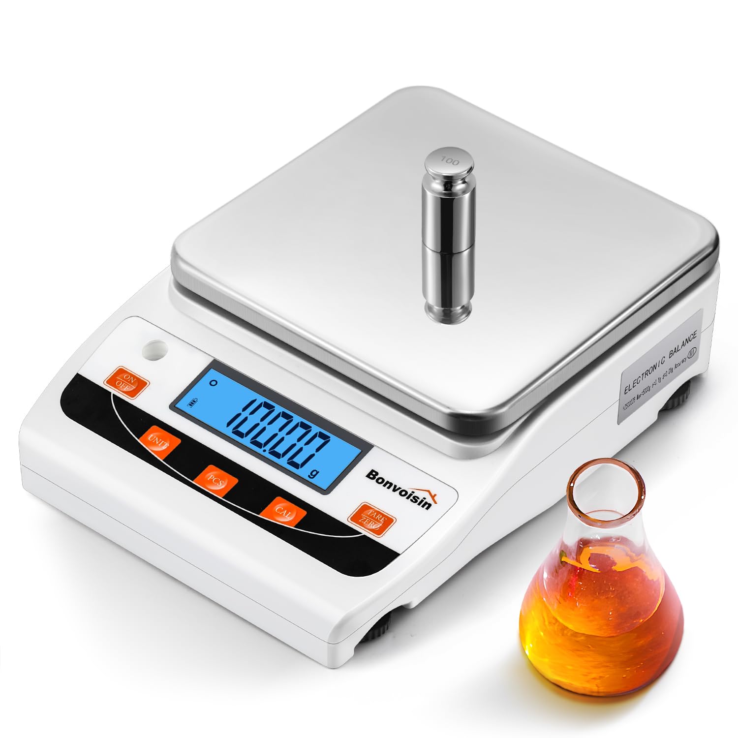Photo 1 of Bonvoisin Lab Scale 5000g/0.01g High Precision Laboratory Scientific Scale 0.01 Gram Accuracy Electronic Analytical Balance Digital Kitchen Jewelry Scale (5000g, 0.01g)