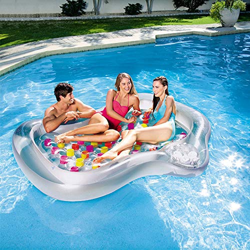 Aegilmc Inflatable Pool Float Island, Thicken Floating Bed on The Water Lounge Chair, Clear Outdoor Child Air Row Toy for Adult and Kids 85" 70"