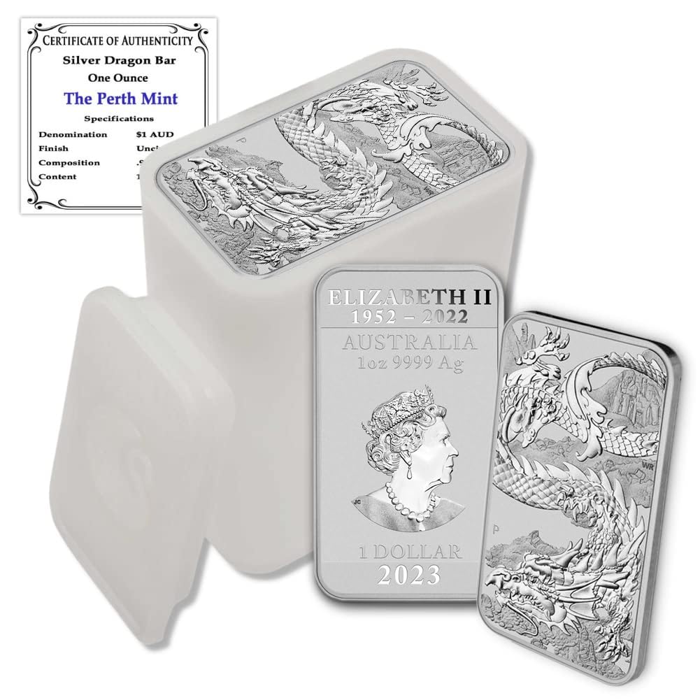 2023 P Lot of (20) 1 oz Australian Silver Dragon Rectangular Bar Coins Brilliant Uncirculated with Certificates of Authenticity $1 Seller BU