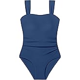 CRISONE Girl Swimsuit One Piece Bathing Suit for Girls Retro Square Neck Adjustable Straps Girls' Swimwear 9-16Y