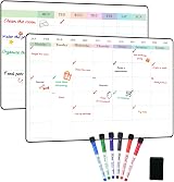 POPRUN 2 Pack A3 Whiteboard Calendar Monthly Weekly Chore Chart Self Adhesive