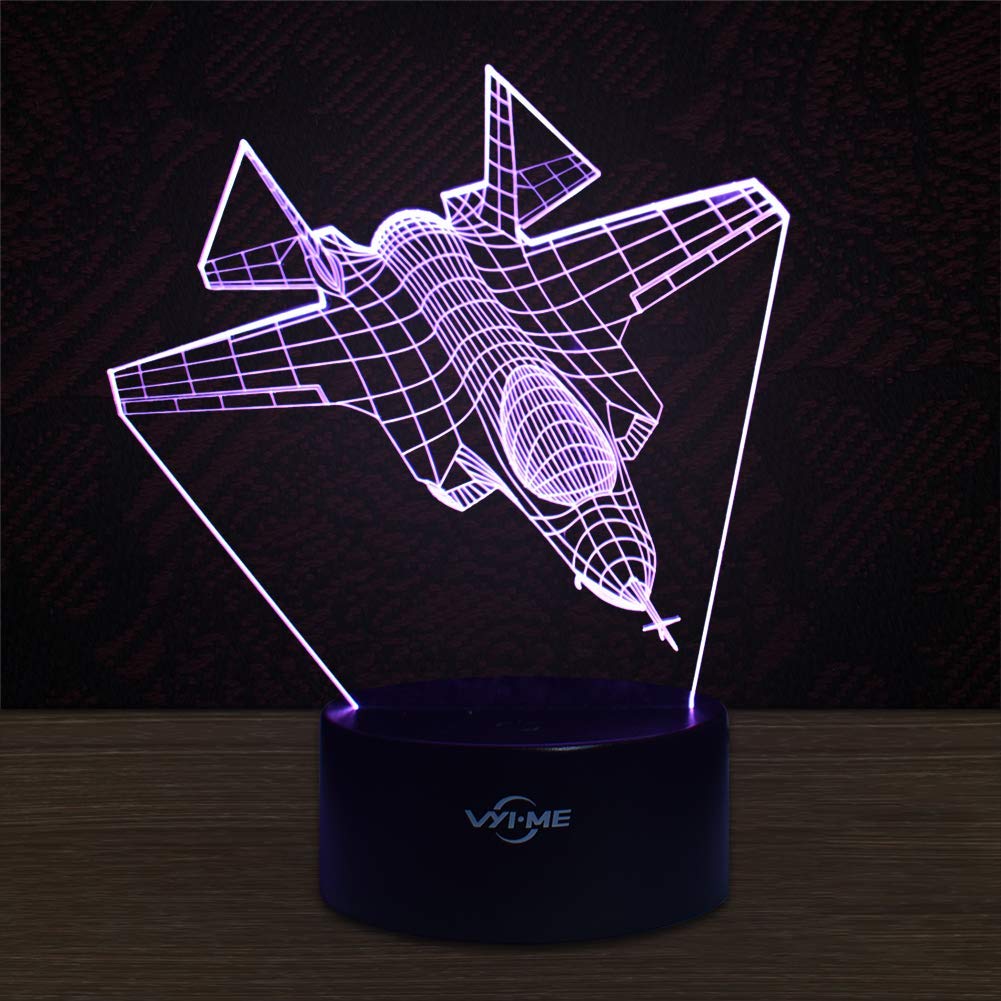 LED Visual 3D Lamp, Aircraft Illusion Night Light for Nursery Bedroom Desk Table Decoration, Creative Festival Birthday Day Children Gift (Aircraft 3)