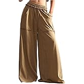 RoseSeek Women's Baggy Sweatpants Color Block Patchwork Wide Leg Sweat Pants Palazzo Flowy Pants Joggers