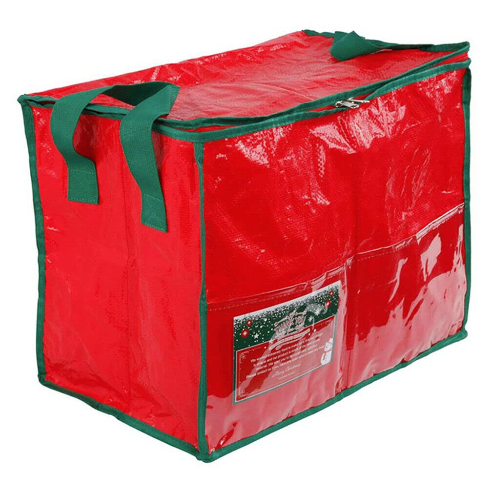 Elite Zotec® Wrapping Papers Wreath Decorations Bag | Xmas Organiser Holder | Christmas Tree Storage Bag | Bauble Storage Bag (Red (45x26x35cm))