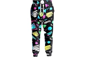 Mens Sweatpants 80s 90s Retro Joggers Sports Pant Funny Track Pants with Pockets for Men Women