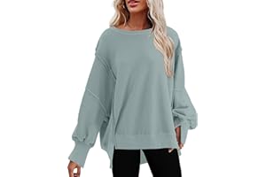 SHEWIN Womens Oversized Reverse Seam Sweatshirt Casual Long Sleeve Pullover Tops Lightweight Loose Crewneck Sweatshirts