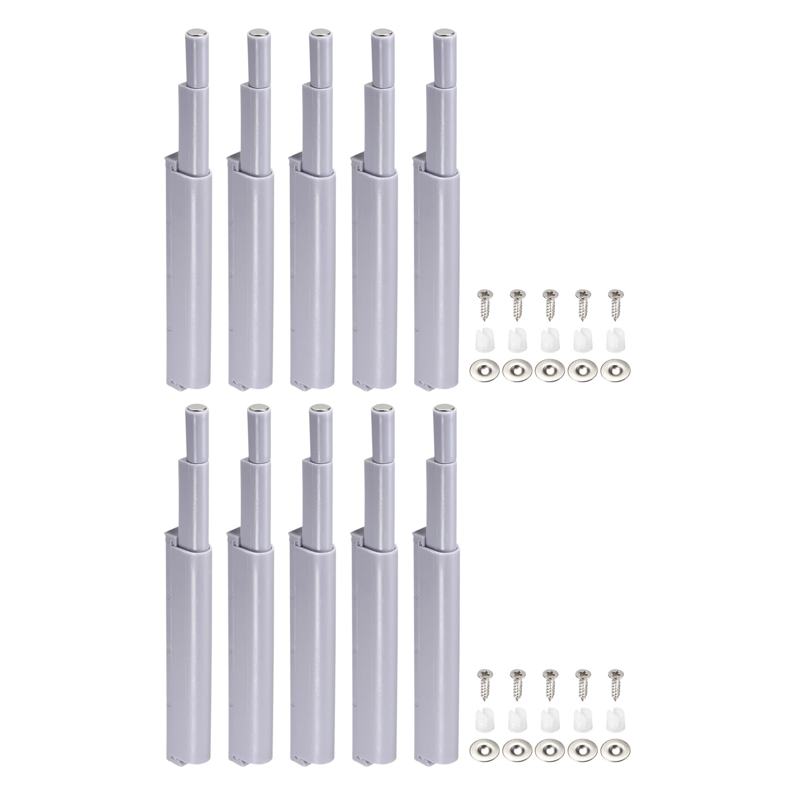 DTGN 86x10mm(LxW) Magnetic Touch Latch - 10 Pack - Good for Kitchen Cupboard Drawer Furniture - Plastic Catch Magnetic Push Open Latch - Grey