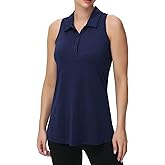 Pdbokew Women's Racerback Golf Shirt Long Tank Tops Sleeveless Polo Shirt
