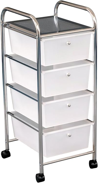 Oypla Mobile Makeup Salon Trolley with 4 Clear Drawer Storage
