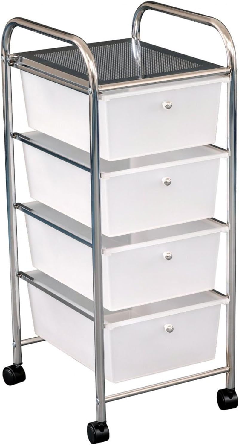 Oypla Mobile Makeup Salon Trolley with 4 Clear Drawer Storage