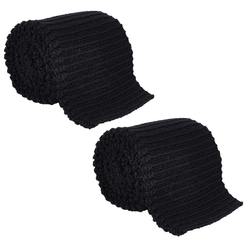 BENECREAT 2Pcs Black Knitted Rib Fabric Cuffs, 73x7cm/28.7x2.8 Inch Thick Tubular Rib Knit Fabric for Waistband Wear Cotton Padded Jacket Sportswear Cuffs Extension