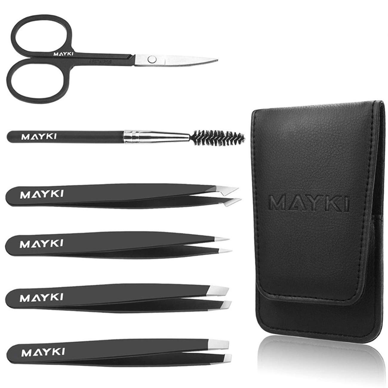 Eyebrow Tweezers Set 6 PCS for Women/Men, Professional Stainless Steel Tweezers Set for Eyebrow/Facial Hair Removal/Ingrown Hairs/Splinter/Tick Remover by MAYKI