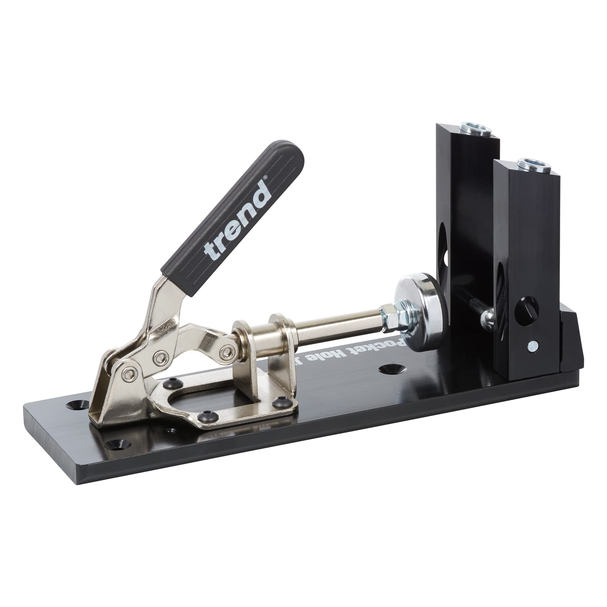 Trend Pocket Hole Jig Kit with Dual Column Jig, Face Clamp, HSS Drill Bit & Depth Setting Collar, 2 Square Bit Drives & 100 Pocket Hole Screws, PH/JIG/FC