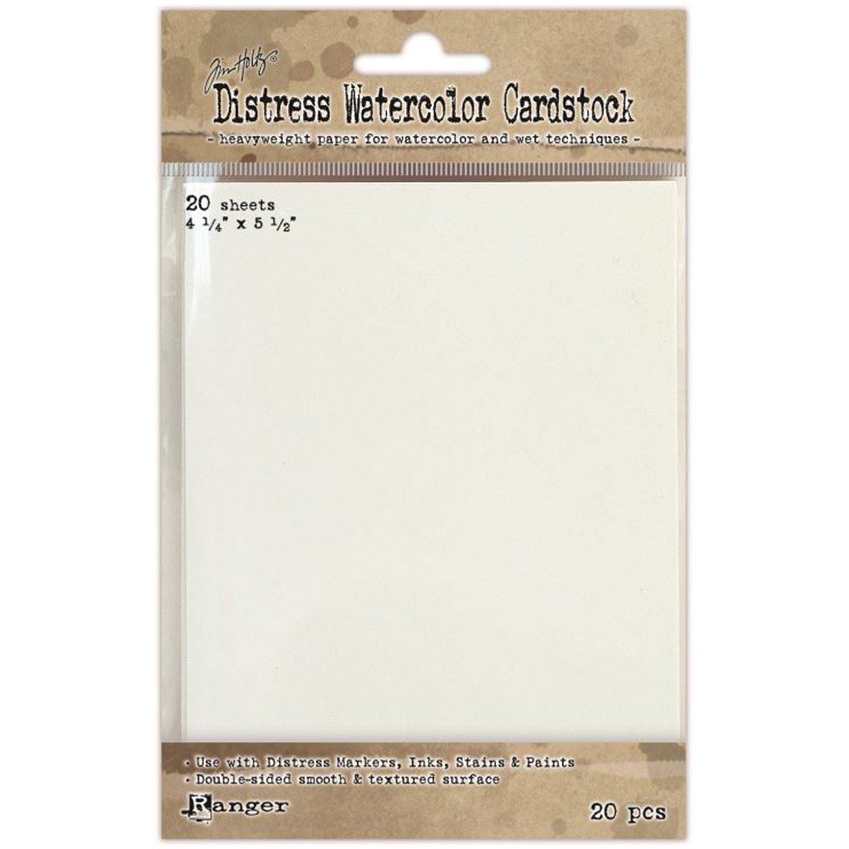 Tim Holtz Distress Watercolor Cardstock, Pack of 20, White, 4.25 x 5.5 inches