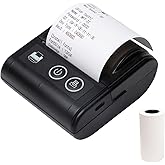 Portable Mini Thermal Receipt Printer USB & BT Connection 2 inches 57mm Wireless Printer High Speed with 1 Roll Paper Inside Compatible with iOS Android Windows for Restaurant Sales Retail Shop