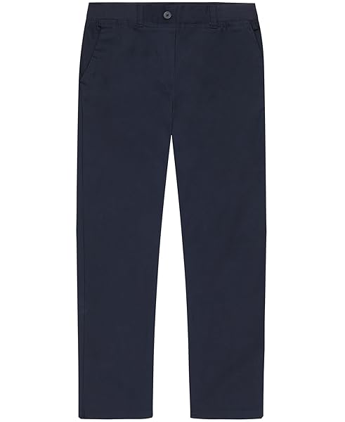 NAUTICA GIRLS’ SCHOOL UNIFORM BOOTCUT PANTS, ADJUSTABLE ELASTIC WAISTBAND WITH BUTTON CLOSURE, COMFORTABLE TWILL MATERIAL, NAVY/HIGH WAIST, 16 PLUS