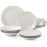 Lenox 890951 French Perle 12-Piece Plate & Bowl Dinnerware Set White