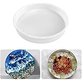 RESINWORLD 12" Round x 2" Deep Large Tray Mold, Shiny Silicone Tray Board Table Clock Mold for Epoxy Resin Casting, Floral Pr