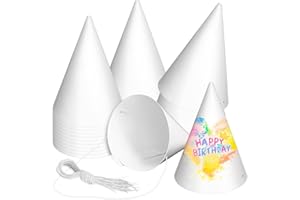 WEOXPR White Paper Party Hats for Kids Birthday,Decorative Bulk Cone Crafts for Adults Art DIY, Halloween Supplies（20/40/60）