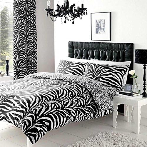 T&A Textiles Zebra and Leopard Print Double Reversible Duvet Cover Set
