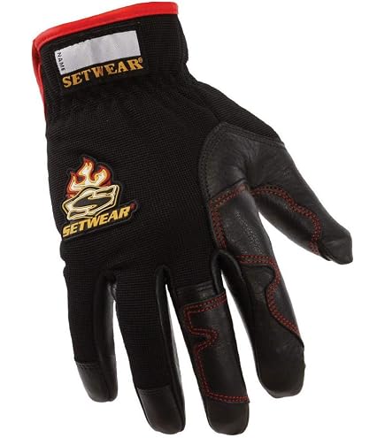 SetWear Pro Leather Gloves, Black Medium : Tools & Home Improvement