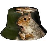 Squirrel Bucket Hat Cute Animal Bucket Hat Happy Muharram Hat Fisherman Hatt Sun Hat for Women Men