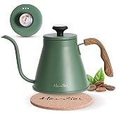 Tea Kettle For Stovetop,Pour Over Gooseneck Kettle,Thermometer,Green,37 oz | Stainless Steel Pour Over Coffee Maker, Stove Top, w/Precision Drip Spout, for Drip , French Press, Tea Kettle, 4 Cup
