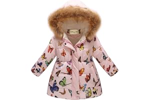 Miss Bei Girl's Winter Coat Jacket Hooded Kids Toddler Flower Print Parka Outwear Warm Cotton Puffer Hooded Jacket