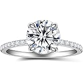 2 Carat Round Cut CZ Micropavé Band Engagement Ring Size 5 | Sterling Silver CZ Wedding Ring | Bridal Anniversary Promise Ring For Her