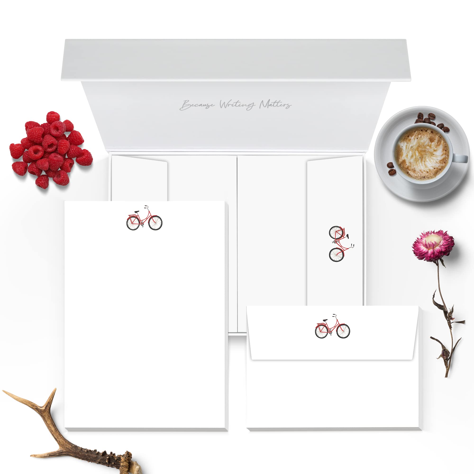 Me Loovely Bicycle Letter Writing Paper and Envelopes Set A5 Size Papers Stationery Supplies for School Home & Office | Christmas Gifts (20 Letters & 20 Envelopes in Custom Gift Box)