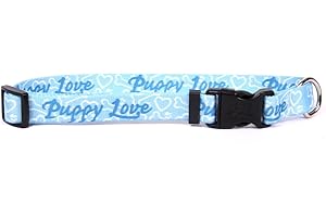 Yellow Dog Design Puppy Love Blue Dog Collar, Teacup-3/8 Wide and fits Neck Sizes 4 to 9", (PLB101)