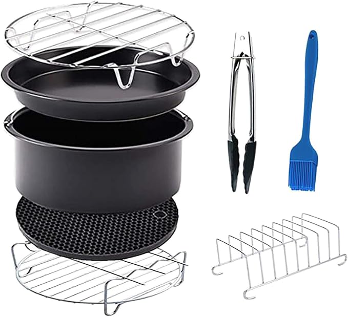 6'' Accessoires pour Friteuse Air Fryer 8 Pièces,Kit d'accessoires